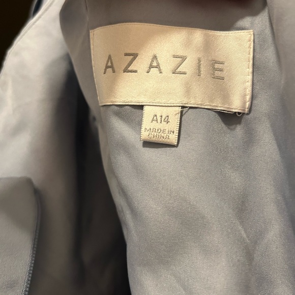 Azazie A14 dusty blue satin dress, only worn once - Picture 4 of 6